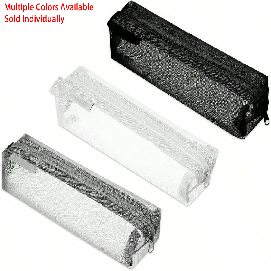 Clear Mesh Pencil Pouch For Exam - Astuccio Trasparente in Rete per Esami,