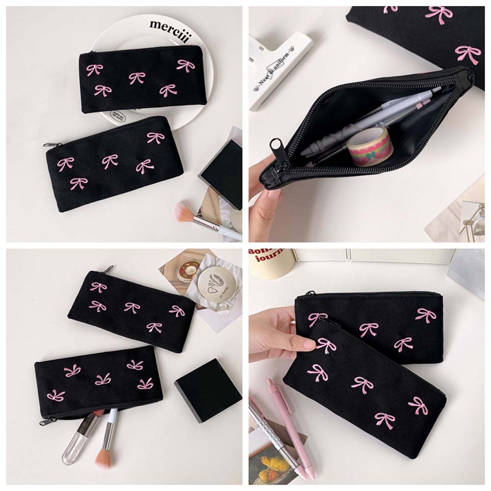 Aesthetic Large Pencil Case Pouch - Borsa per cancelleria con fiocco Bowknot