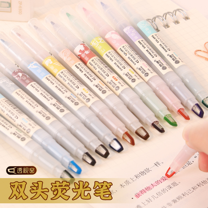 Pastel Highlighter Set Double Ended - 5 pz/set Doppia Punta Evidenziatori Kawaii