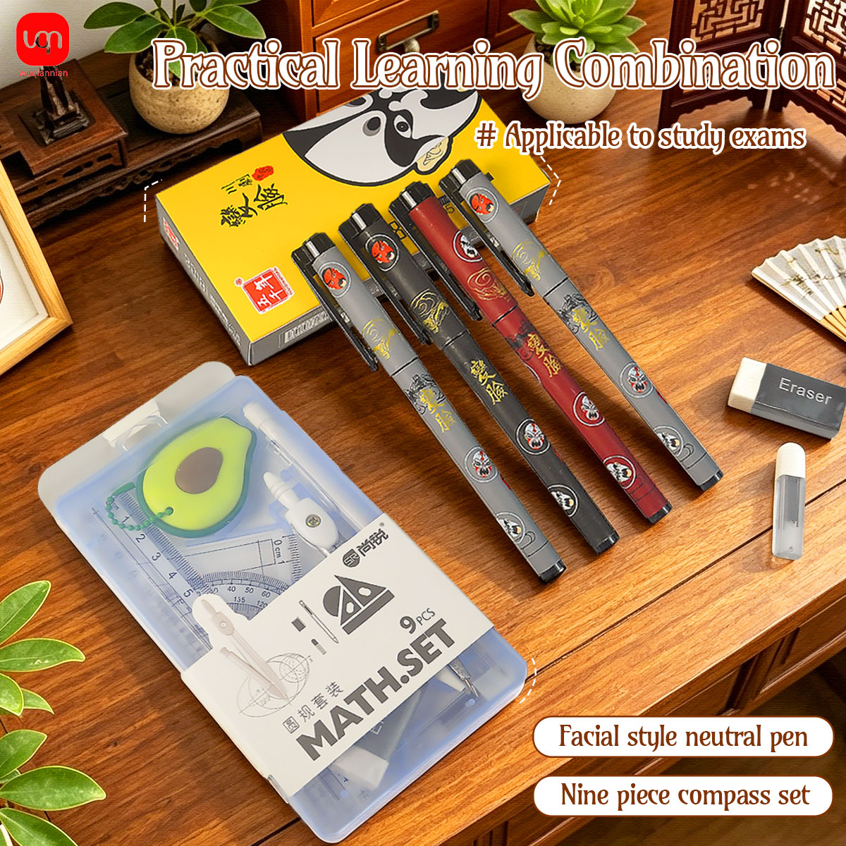 Math Geometry Set With Compass - Set Geometrico 9-in-1 per Studenti con