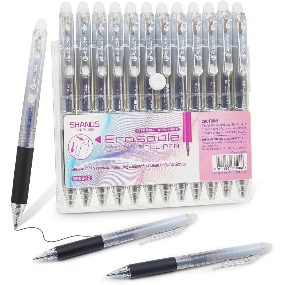 Retractable Eraser Pen Click - Confezione da 12 penne gel cancellabili