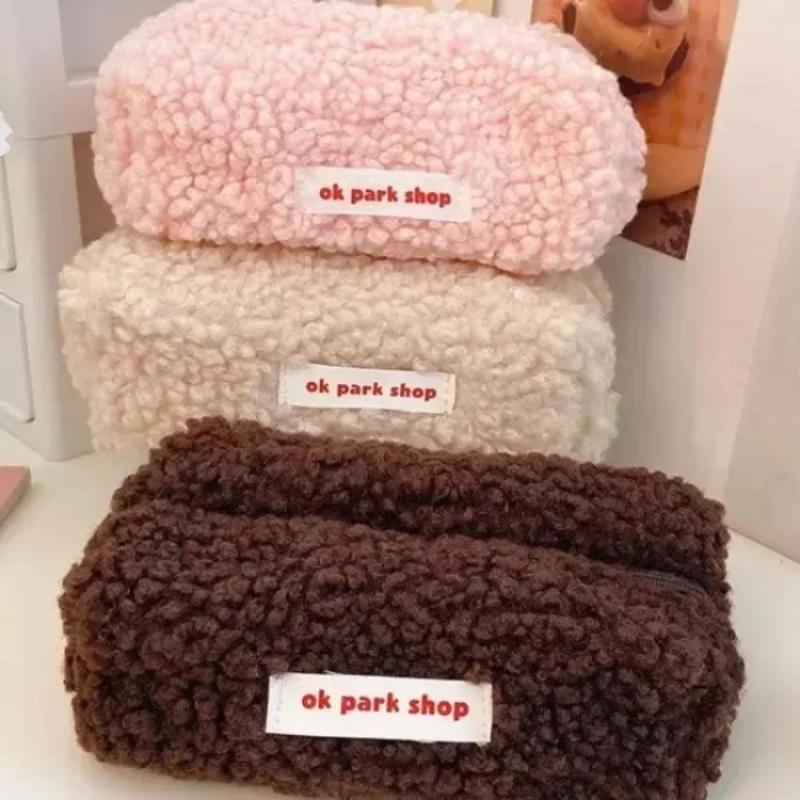 Aesthetic Large Pencil Case Pouch - Borsa portaoggetti in peluche a forma