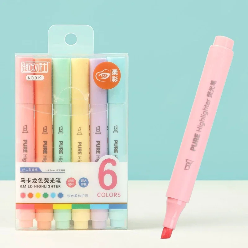 Pastel Highlighter Set Double Ended - Set di 6 Evidenziatori Colorati Pastello,