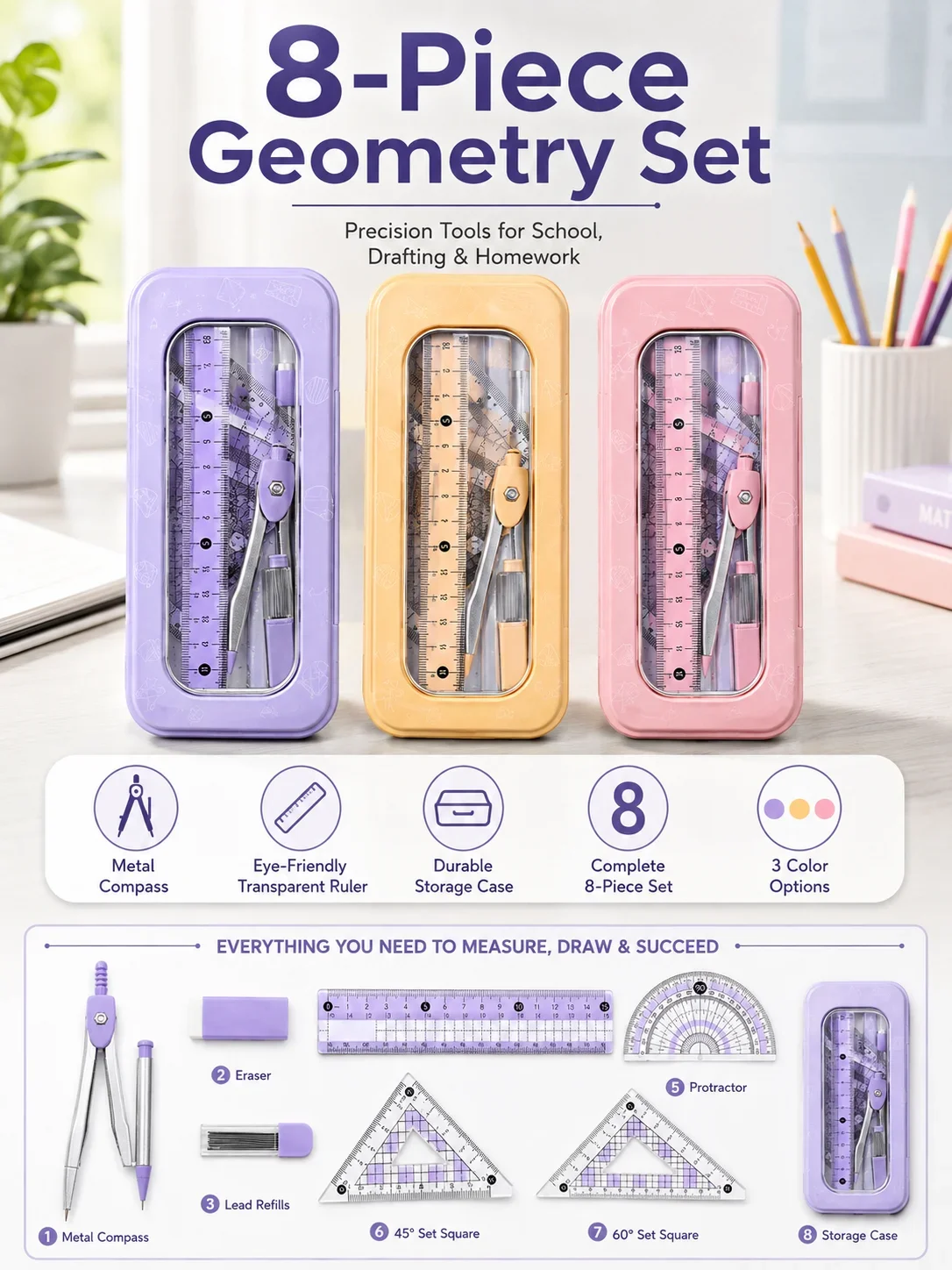 Set di Geometria Matematica da - Math Geometry Set With Compass recensione e prezzo