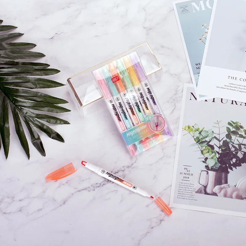 6 colori/Set evidenziatore con - Pastel Highlighter Set Double Ended recensione e prezzo