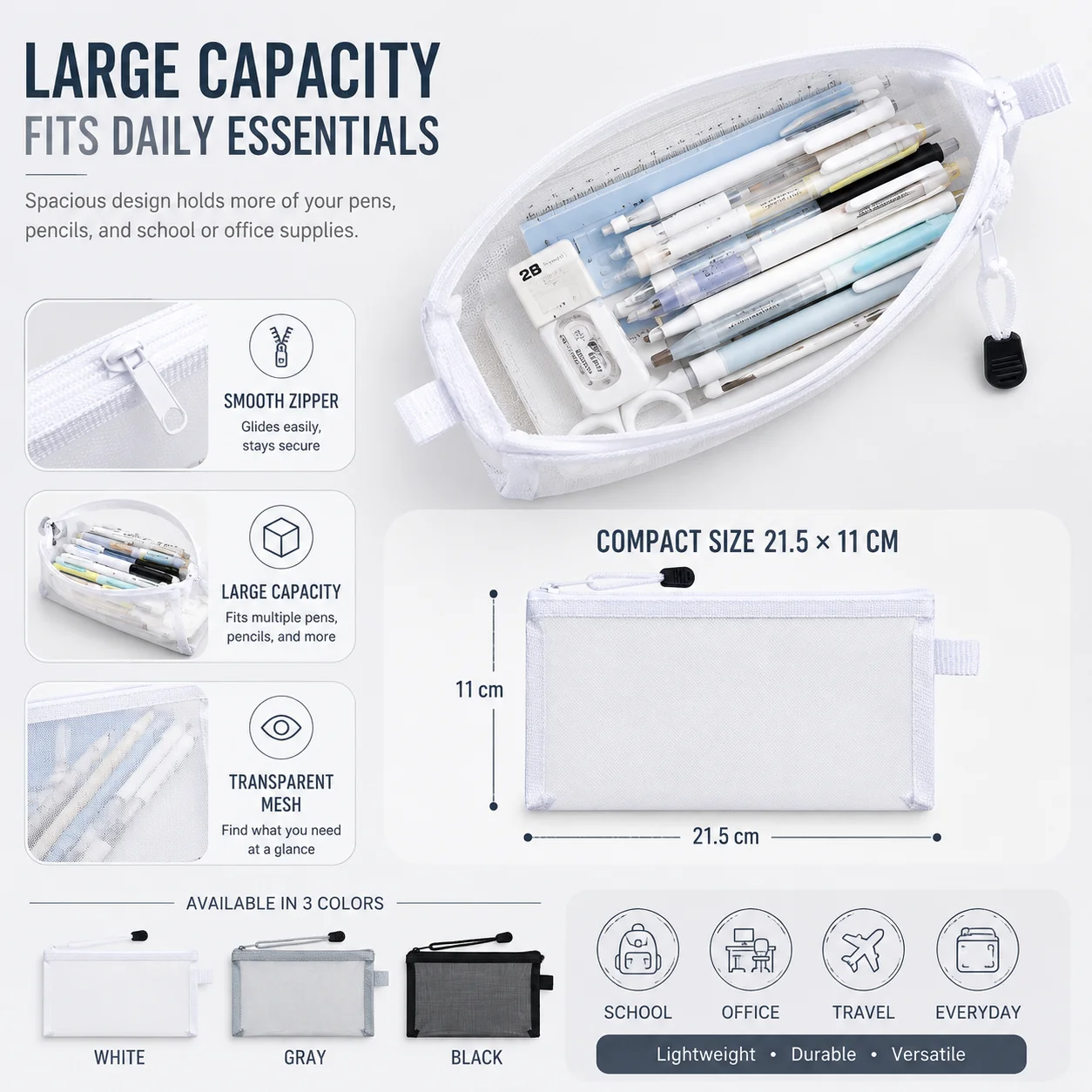 Astuccio Trasparente in Rete,  - Clear Mesh Pencil Pouch For Exam recensione e prezzo
